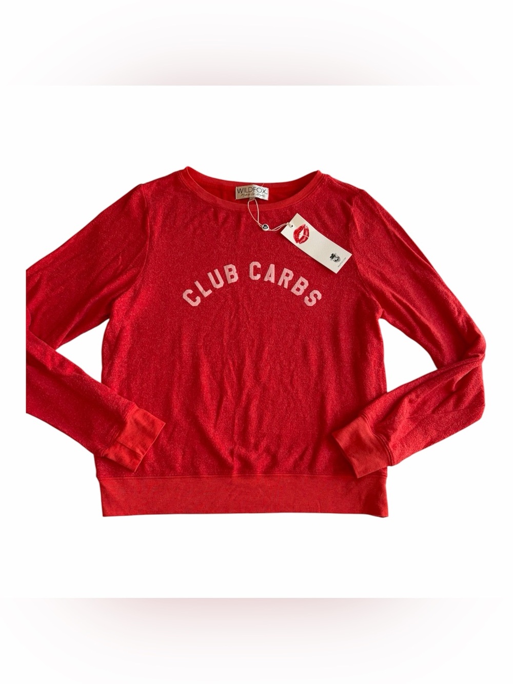 Wildfox Beach Jumper Club Carbs Size Medium  NWT Red Sweatshirt Women’s